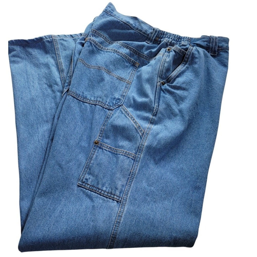 King Size Jeans Men's 44 Light Wash Straight Leg Big Man Pockets Cargo Cotton